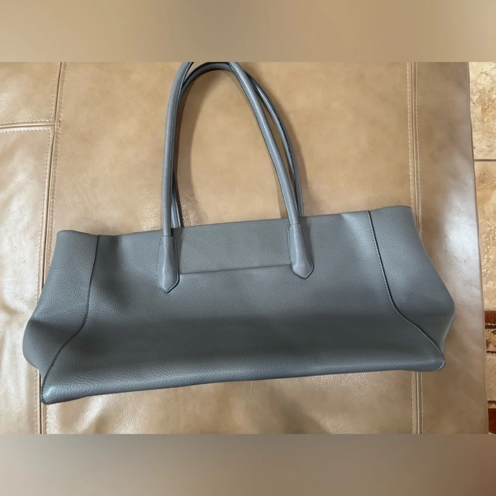 Gray faux Leather Tote Bag
